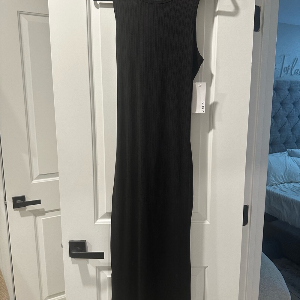 JustFab Black Halter Sheath Maxi Dress